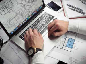 laptop in commercial office renovation
