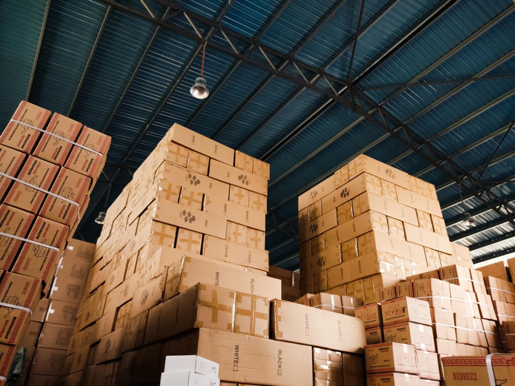 boxes in warehouse with cooling